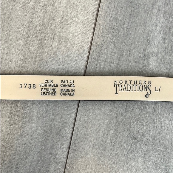 Full Leather Belt in Charcoal Grey 1" wide, Size L - Picture 7 of 9